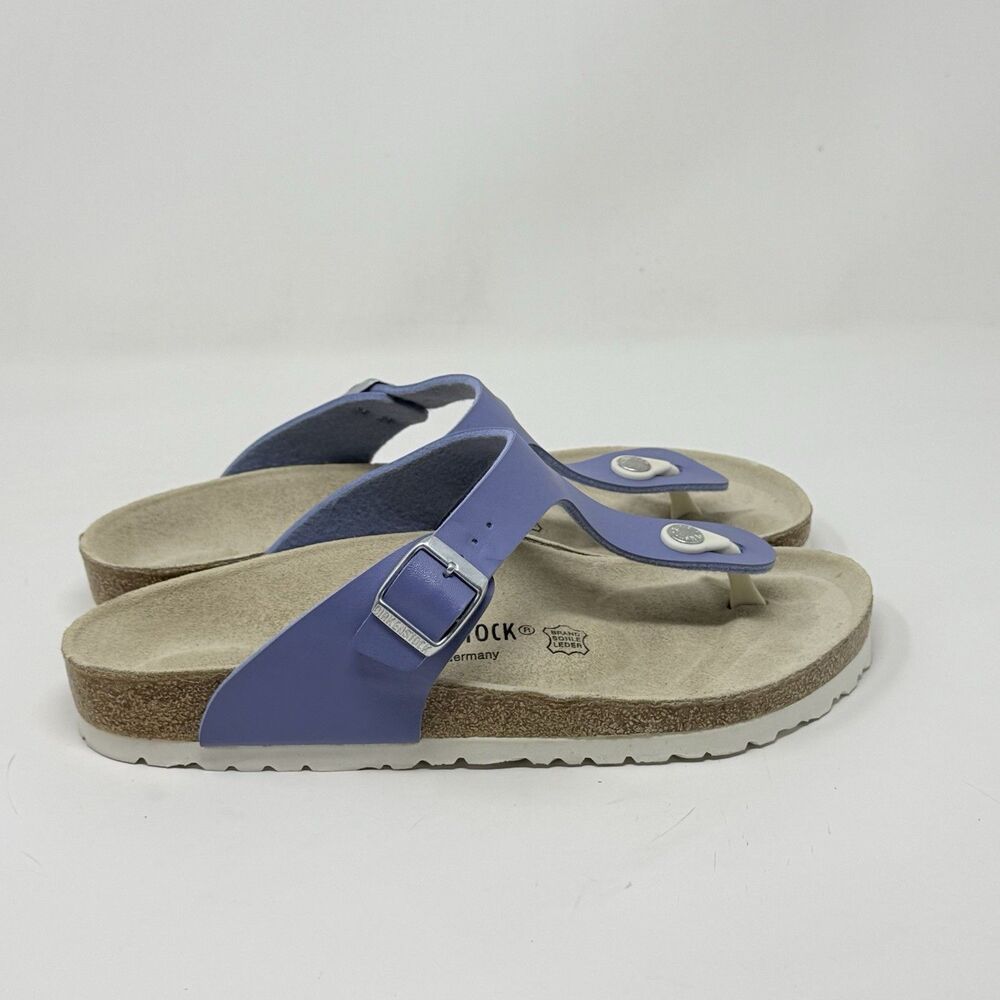 Birkenstock Gizeh Thong Sandals Womens 10 Stone Blue Periwinkle Leather Boho